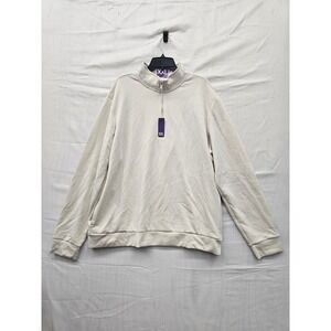 Member's Mark Mens Sandwash Quarter Zip‎ Pullover Cream Poly Blend Size XXL